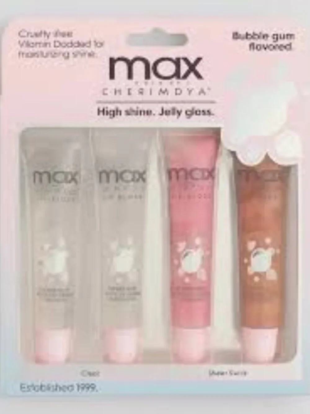 NWT- 4PK Cherimoya Bubble Gum Lipgloss•High Shine (Clear & Sheet Swirls)